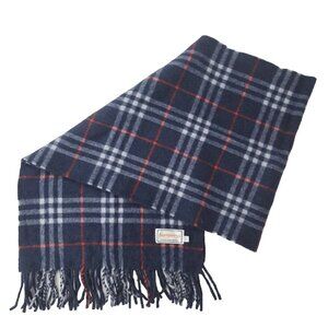 BURBERRY'S of London Vintage Classic Check Scarf Pure Cashmere Navy SCARF